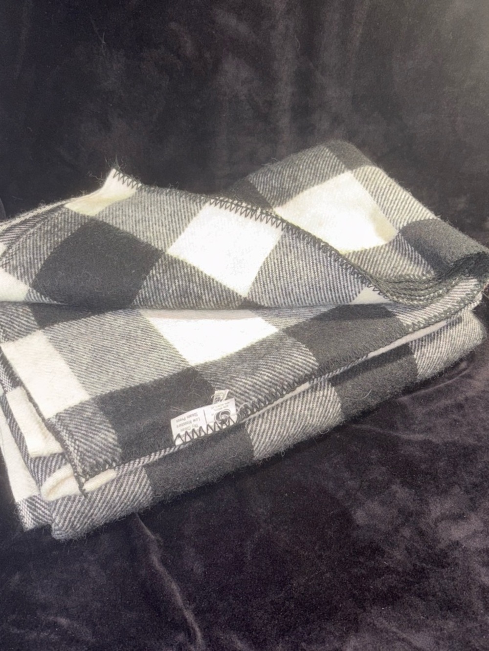 Woolrich Buffalo Plaid Wool Blend Whipstitch Edge Throw Blanket OS EUC